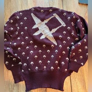 The Men's Store Burgundy Sweater with Airplane Design